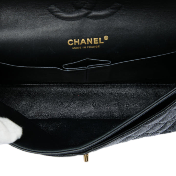 Classic Double rabat Moyen Cuir caviar Noir