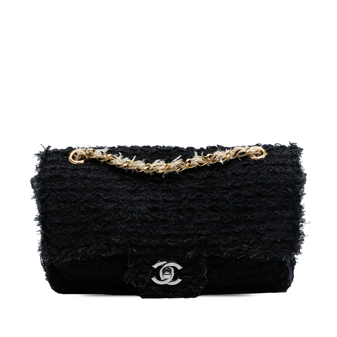 Chanel Medium Classic Tweed Simple rabat Noir – GABY PARIS Authentique