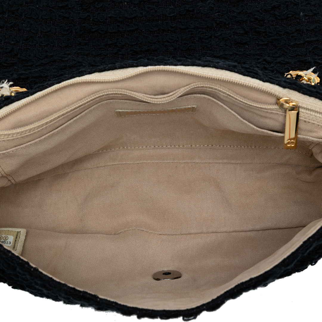 Chanel Medium Classic Tweed Simple rabat Noir – GABY PARIS Authentique