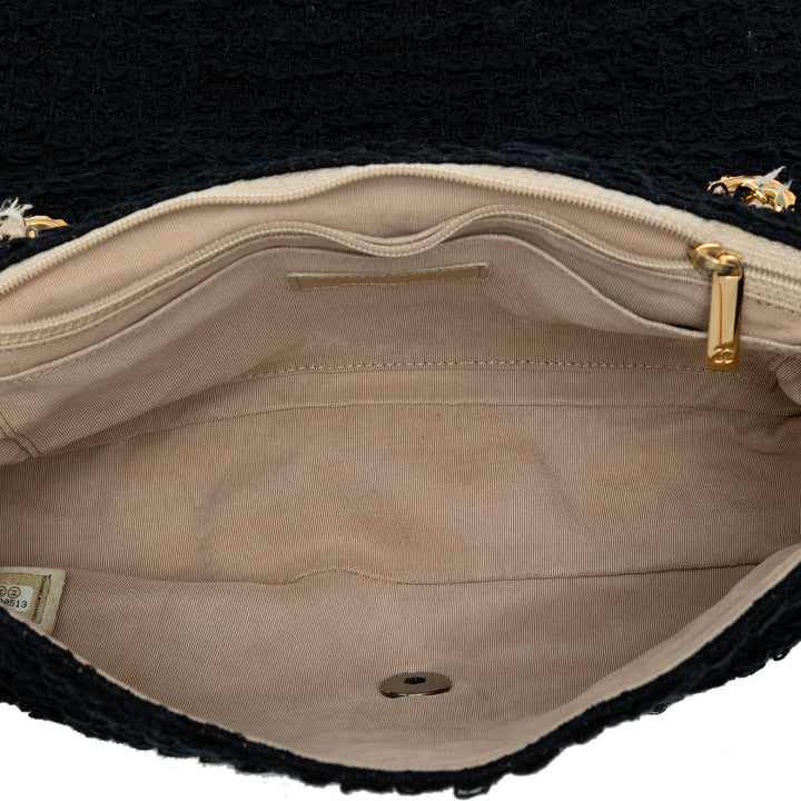 Chanel Medium Classic Tweed Simple rabat Noir – GABY PARIS Authentique