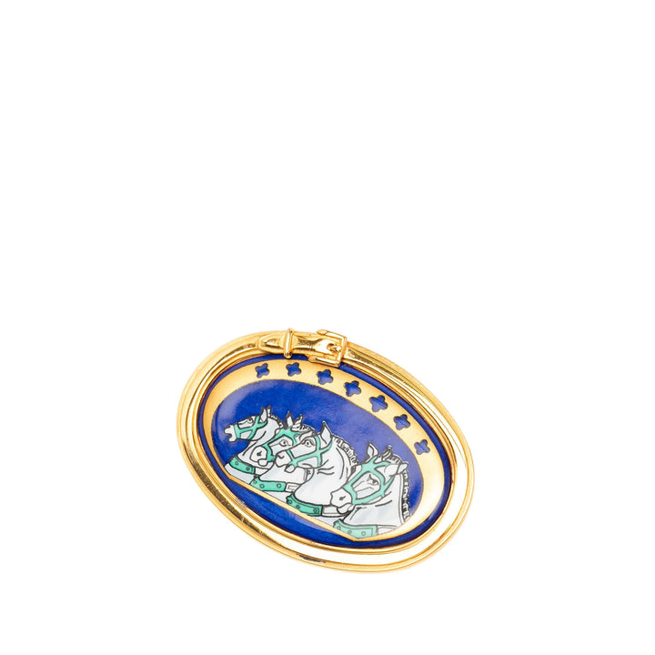 Hermès Émail Chevaux Pin Broche