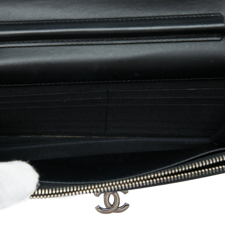 Matelassé Golden Class Wallet on Chain Noir