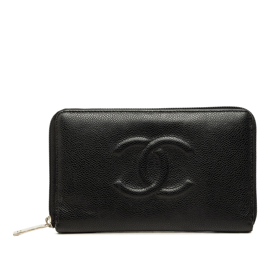 Chanel Portefeuille CC Zippé organisateur Cuir caviar Noir – vue principale – GABY PARIS