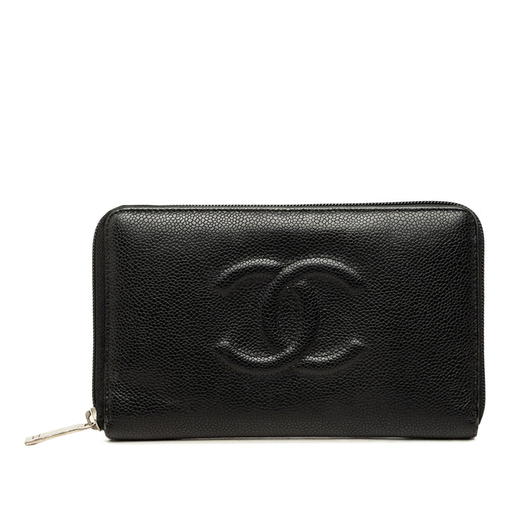 Chanel Portefeuille CC Zippé organisateur Cuir caviar Noir – vue principale – GABY PARIS