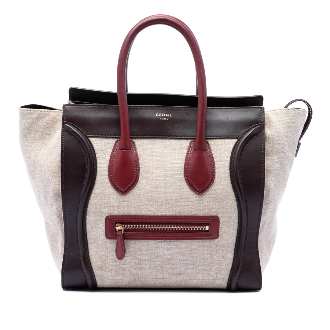 Celine Mini Tricolor Toile et Cuir Luggage Cabas
