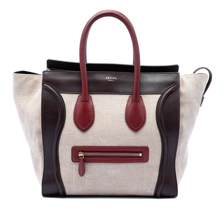 Celine Mini Tricolor Toile et Cuir Luggage Cabas