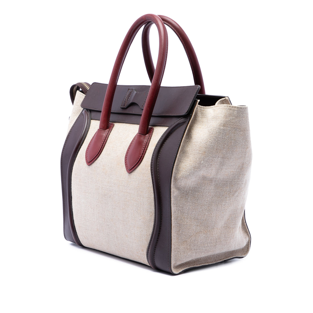 Celine Mini Tricolor Toile et Cuir Luggage Cabas