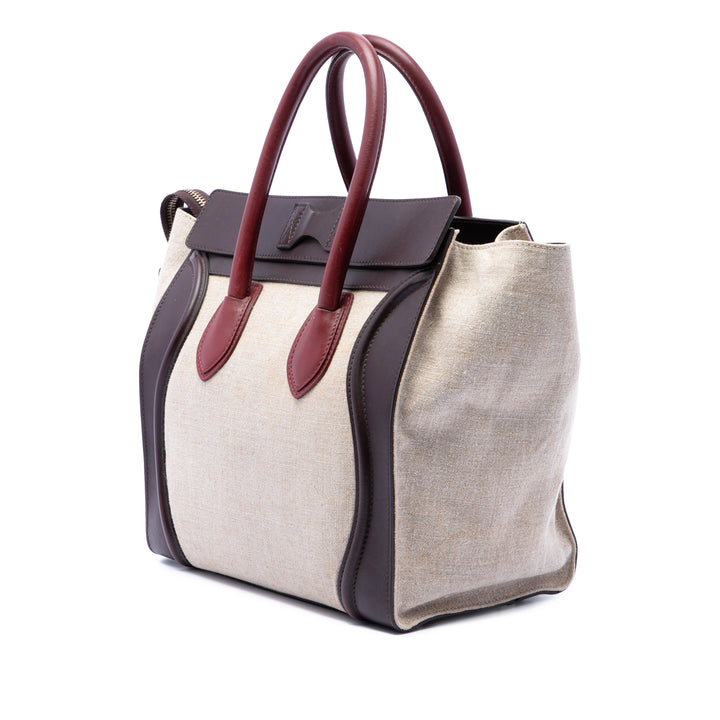 Celine Mini Tricolor Toile et Cuir Luggage Cabas