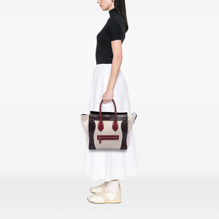 Celine Mini Tricolor Toile et Cuir Luggage Cabas