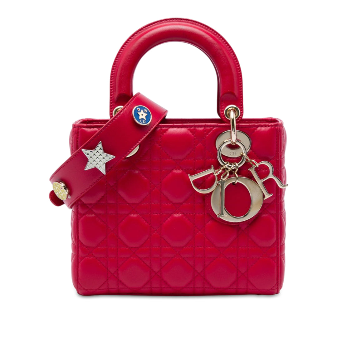 Dior Lady Dior Cannage MyABCDior Petit Cuir d'agneau Rouge – vue principale – GABY PARIS