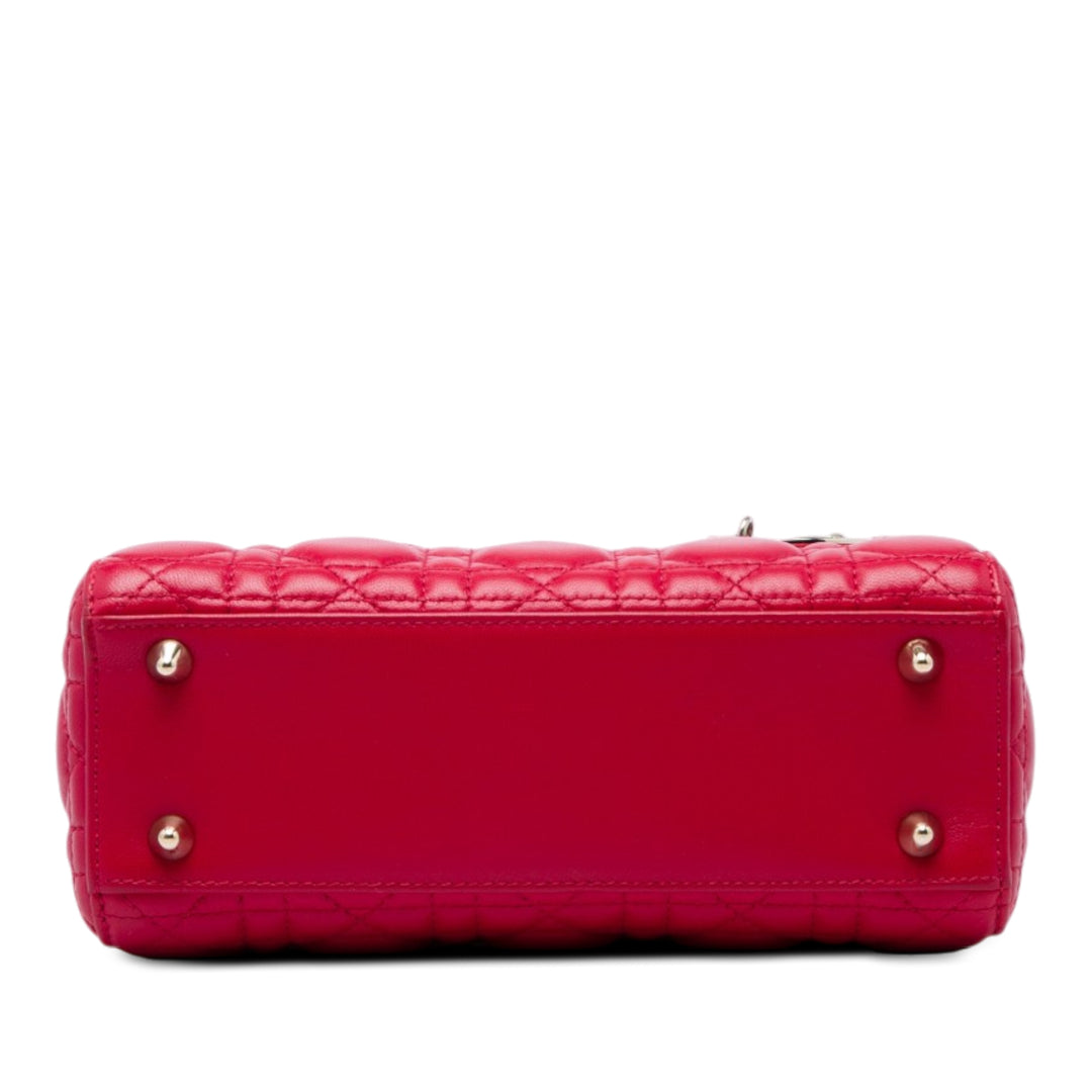 Dior Lady Dior Cannage MyABCDior Petit Cuir d'agneau Rouge – vue 3 – GABY PARIS