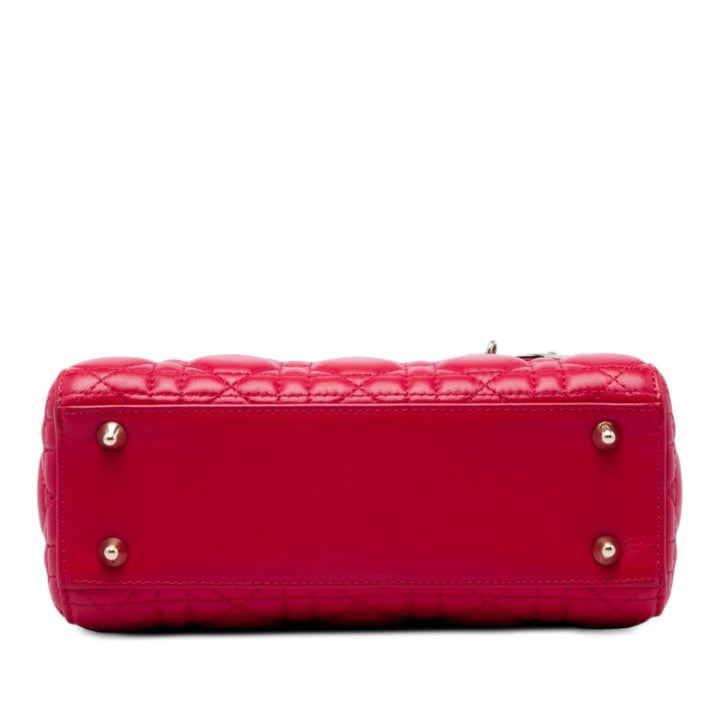 Dior Lady Dior Cannage MyABCDior Petit Cuir d'agneau Rouge – vue 3 – GABY PARIS