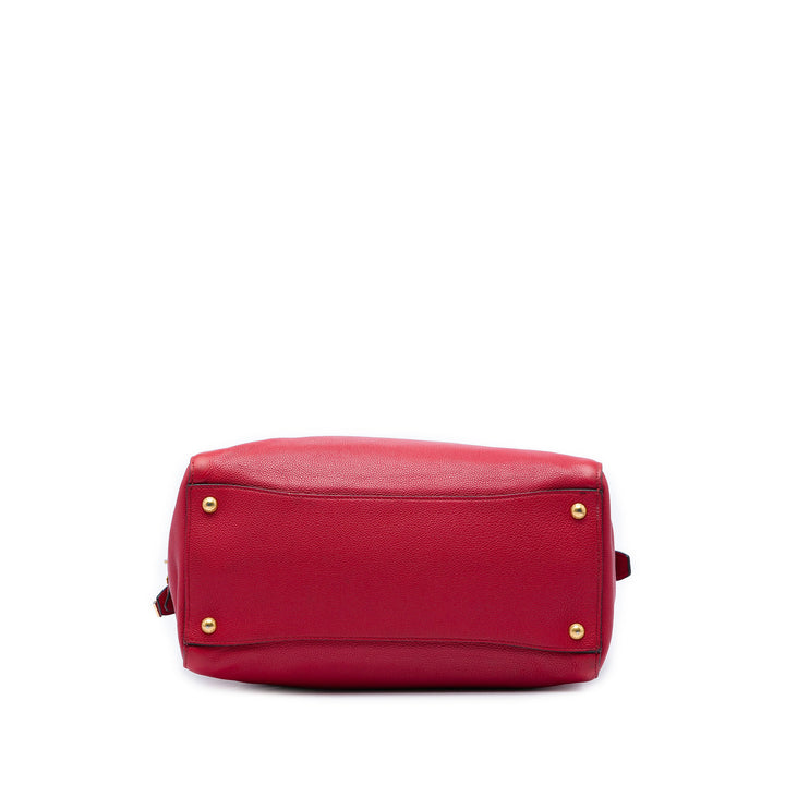 Prada Cabas Vitello Daino Zippé Top Rouge – vue 3 – GABY PARIS
