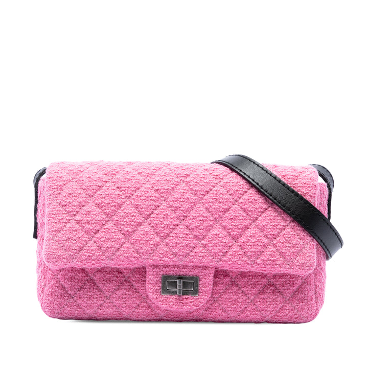 Matelassé Reissue 2.55 Easy Messenger à rabat Petit Tweed Rose