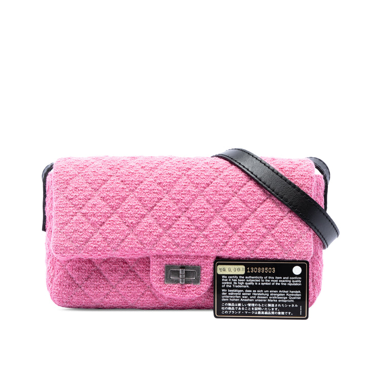 Matelassé Reissue 2.55 Easy Messenger à rabat Petit Tweed Rose
