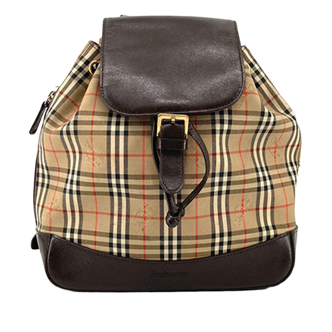 Burberry Haymarket Check Sac à dos Beige – vue principale – GABY PARIS