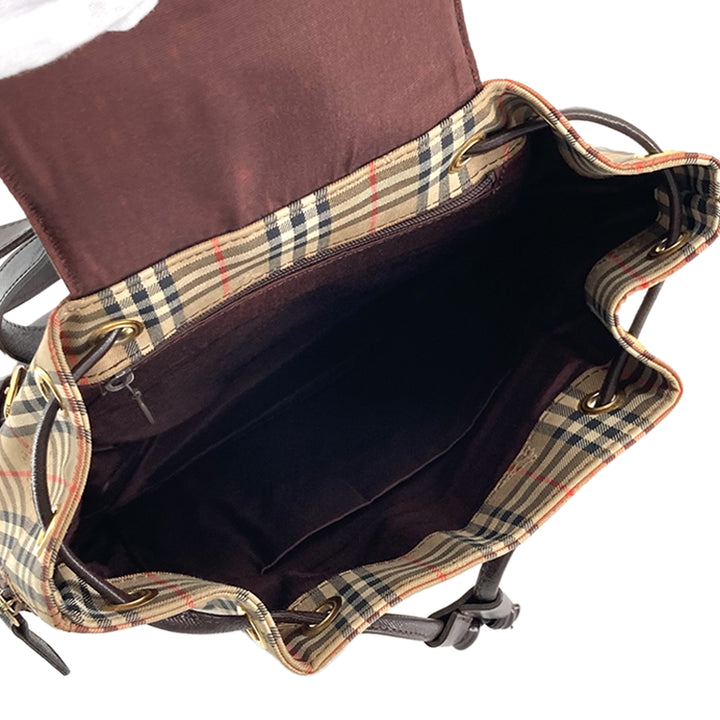 Burberry Haymarket Check Sac à dos Beige – vue 5 – GABY PARIS
