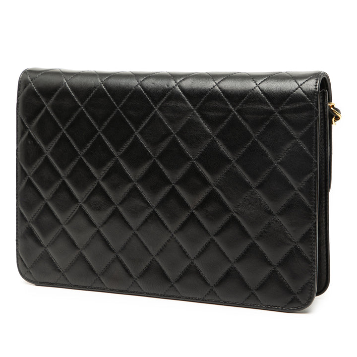 Chanel Medium CC Quilted Cuir d’agneau Simple rabat Noir