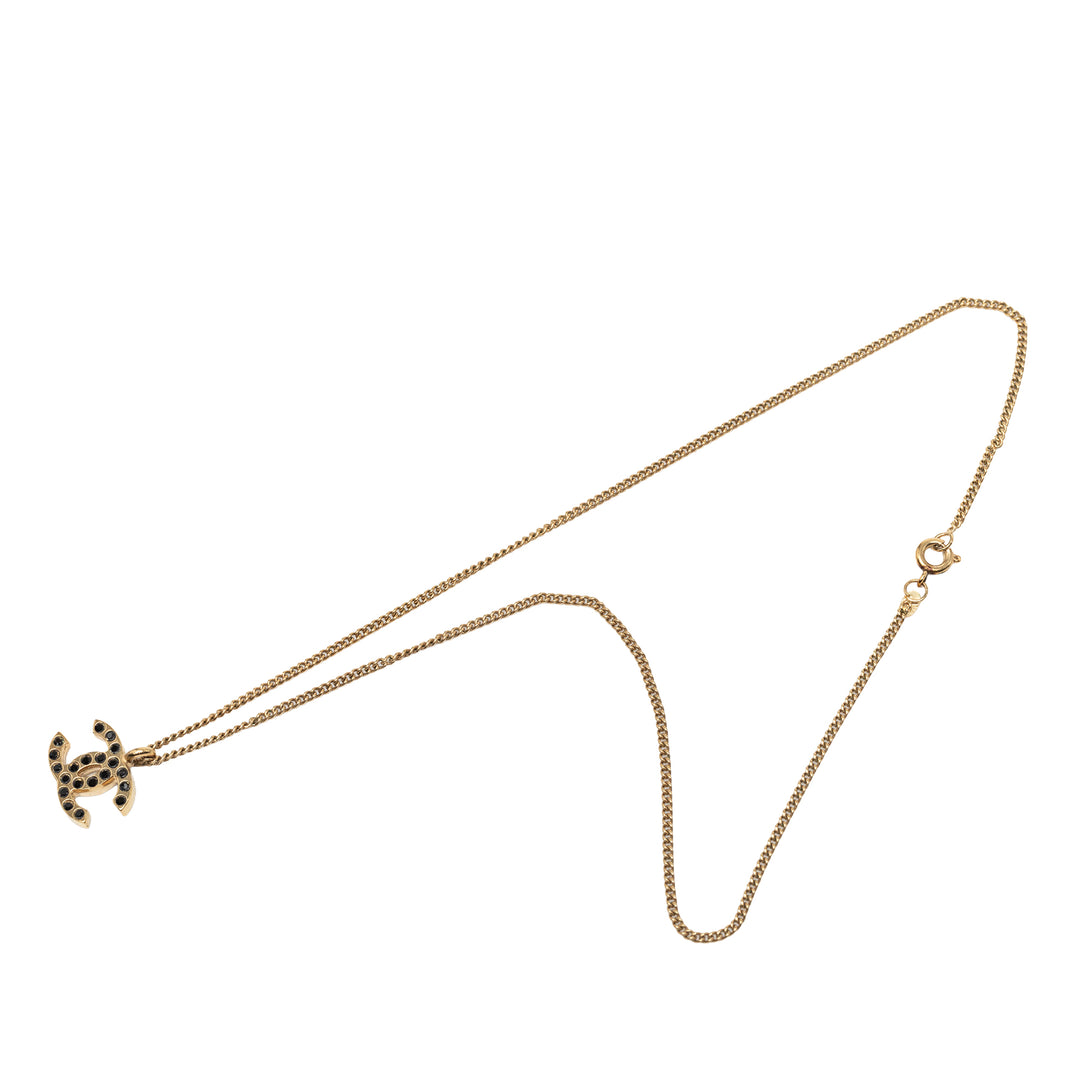 Chanel CC plaqué Strass Pendant Collier Métal