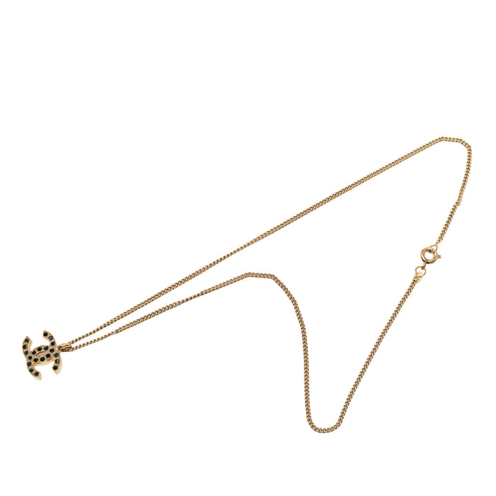 Chanel CC plaqué Strass Pendant Collier Métal
