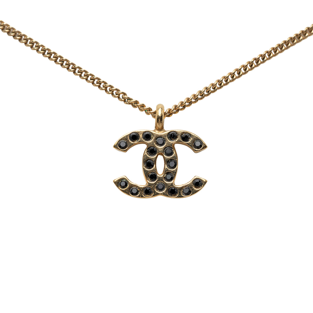 Chanel CC plaqué Strass Pendant Collier Métal