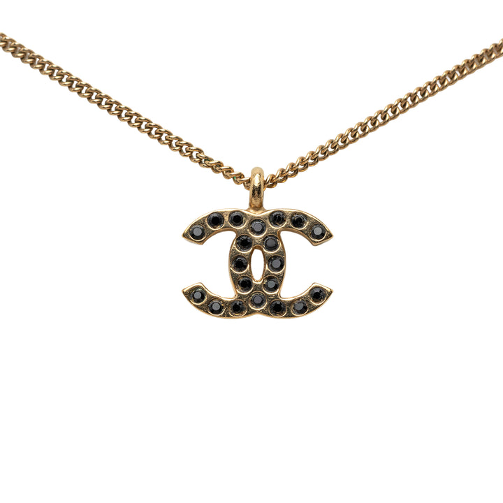Chanel CC plaqué Strass Pendant Collier Métal