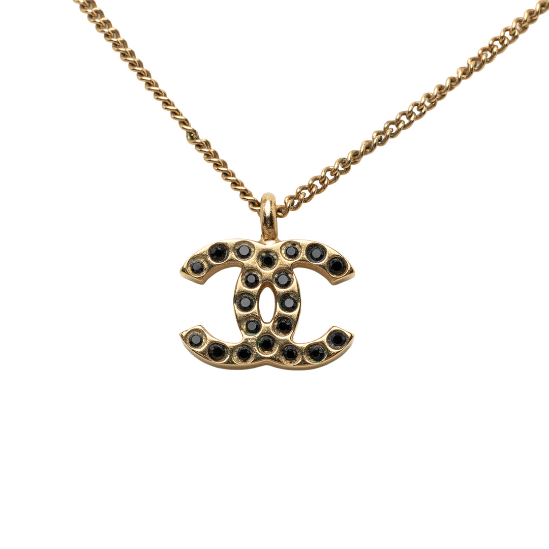 Chanel CC plaqué Strass Pendant Collier Métal