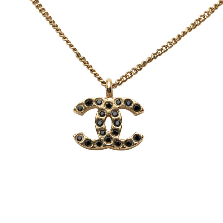 Chanel CC plaqué Strass Pendant Collier Métal