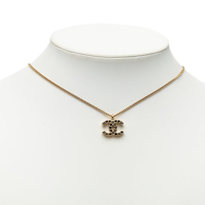 Chanel CC plaqué Strass Pendant Collier Métal