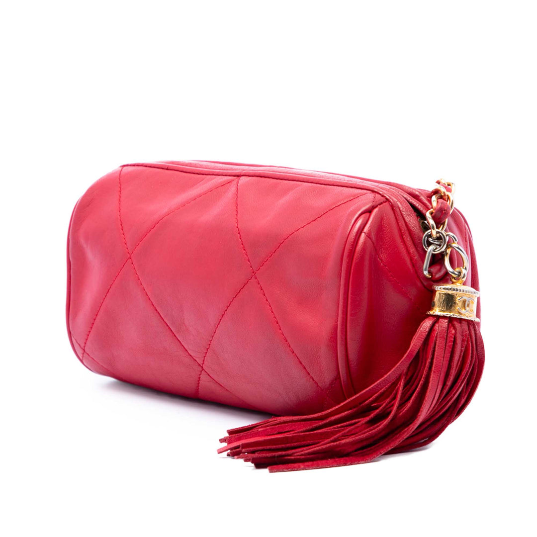 Chanel Mini Matelassé Cuir d’agneau Pompon Barrel Sac porté croisé