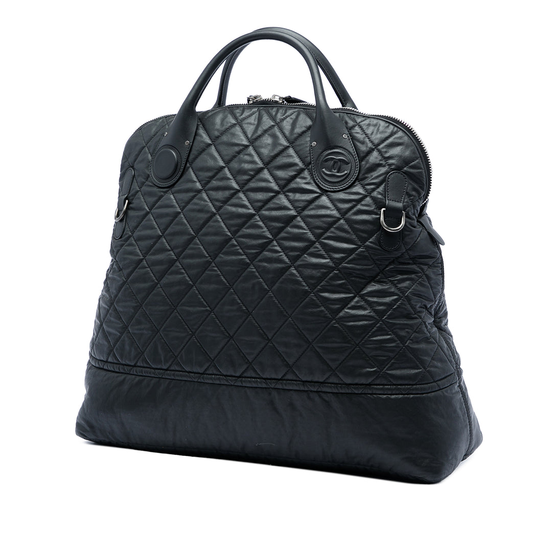 Matelassé Expandable Zippé Sac de voyage Très grand Toile enduite Noir