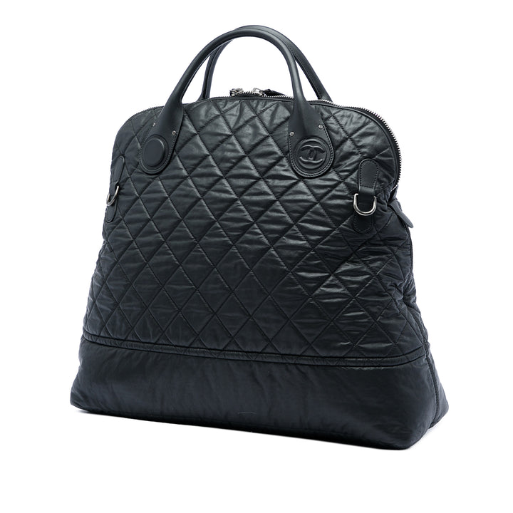 Matelassé Expandable Zippé Sac de voyage Très grand Toile enduite Noir