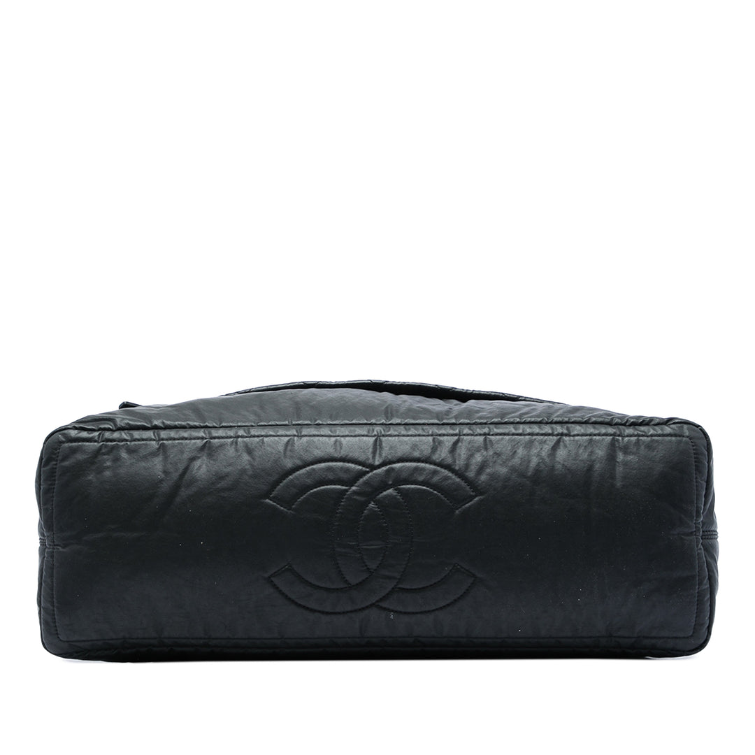 Matelassé Expandable Zippé Sac de voyage Très grand Toile enduite Noir