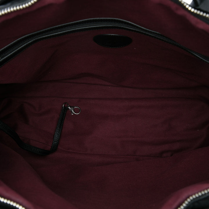 Matelassé Expandable Zippé Sac de voyage Très grand Toile enduite Noir