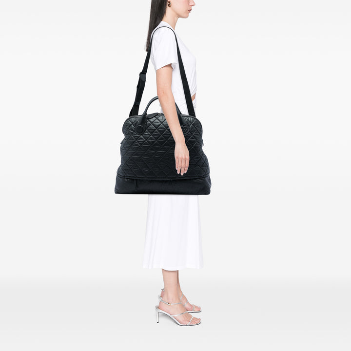 Matelassé Expandable Zippé Sac de voyage Très grand Toile enduite Noir