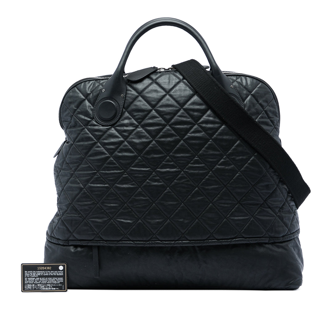 Matelassé Expandable Zippé Sac de voyage Très grand Toile enduite Noir
