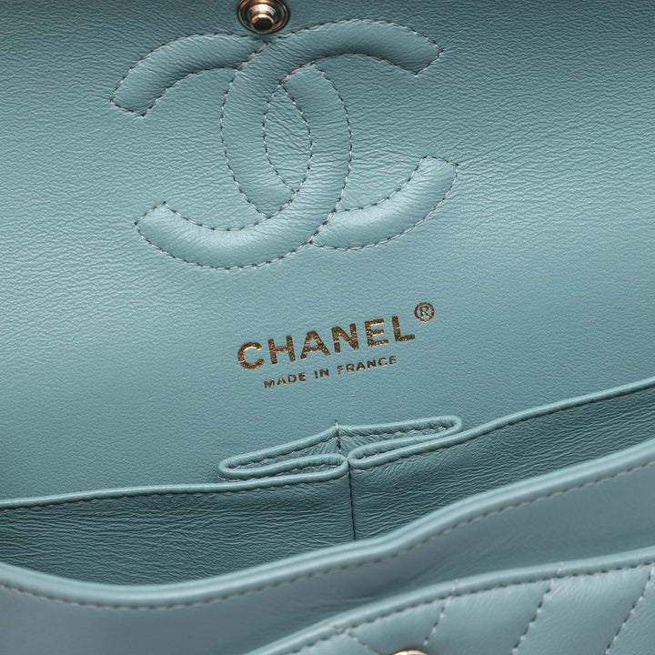 Classic Chevron Double rabat Petit Cuir d'agneau Bleu