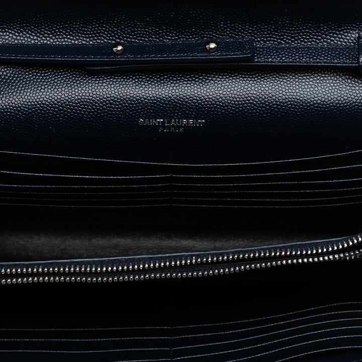 Saint Laurent Grain De Poudre Matelasse Chevron Monogram Chain Wallet