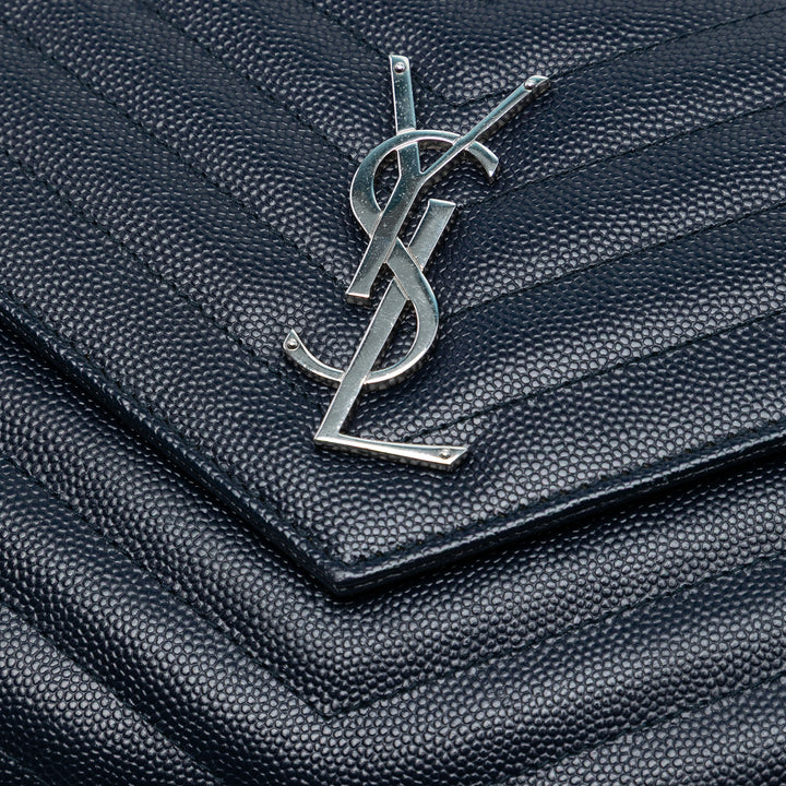Saint Laurent Grain De Poudre Matelasse Chevron Monogram Chain Wallet