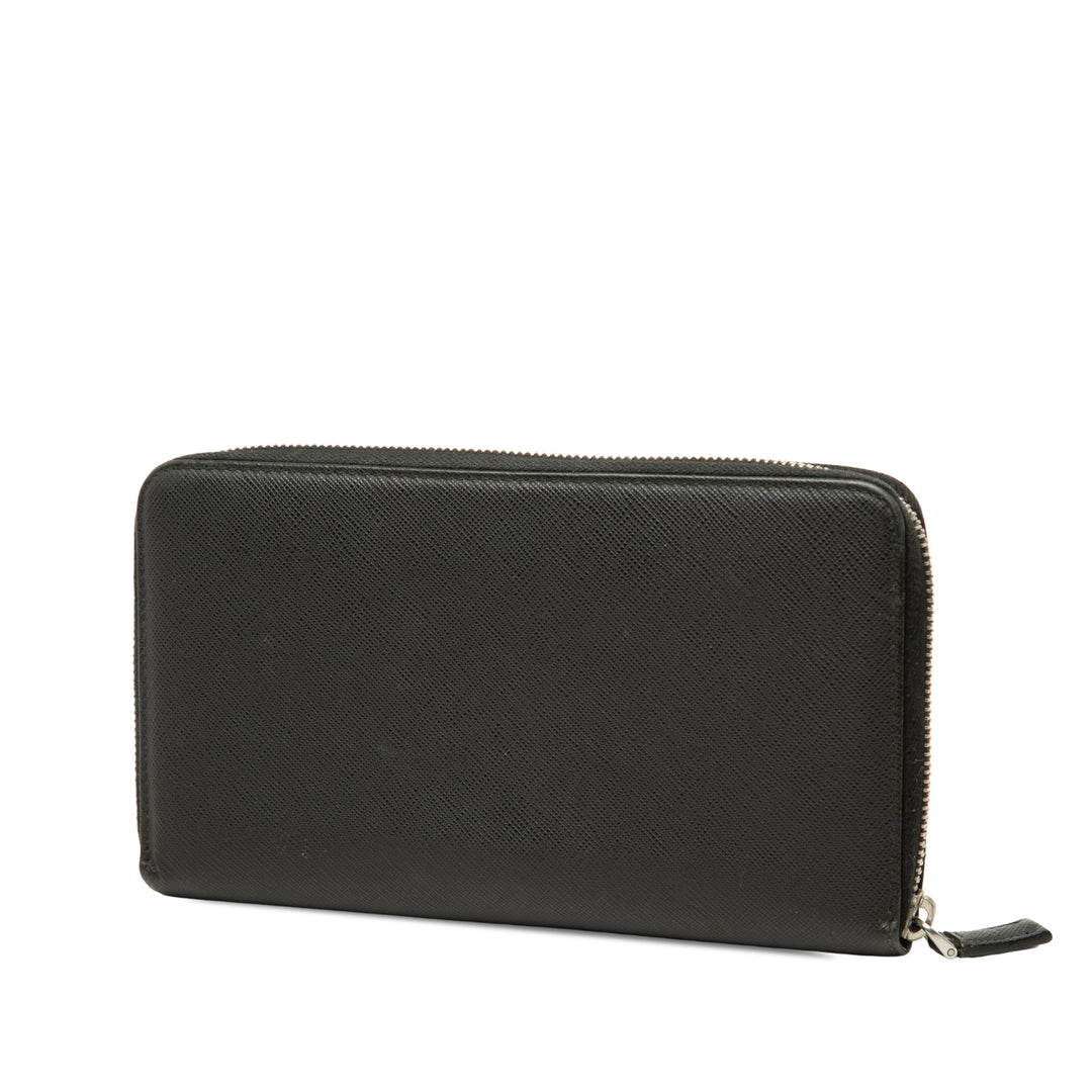 Portefeuille long zippé Saffiano Noir