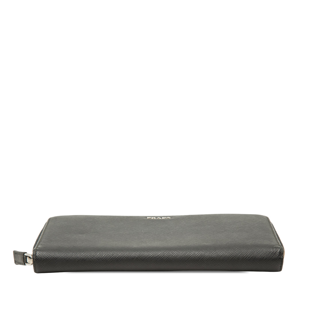 Portefeuille long zippé Saffiano Noir