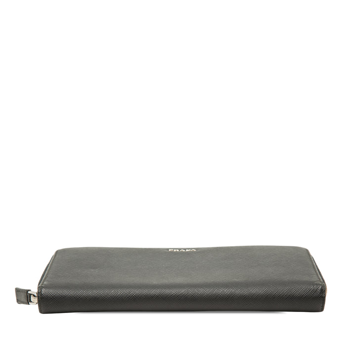 Portefeuille long zippé Saffiano Noir