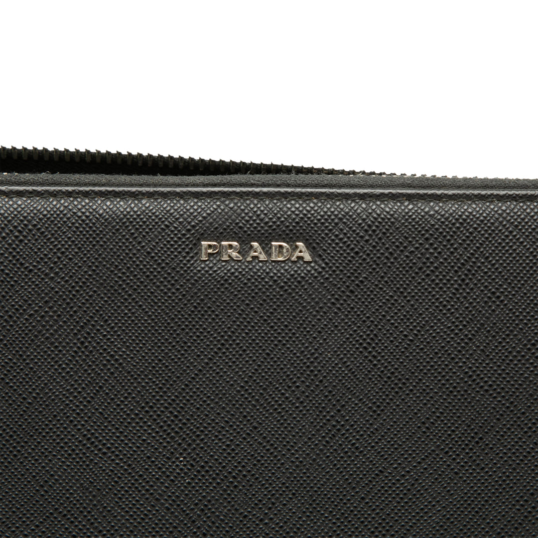 Portefeuille long zippé Saffiano Noir