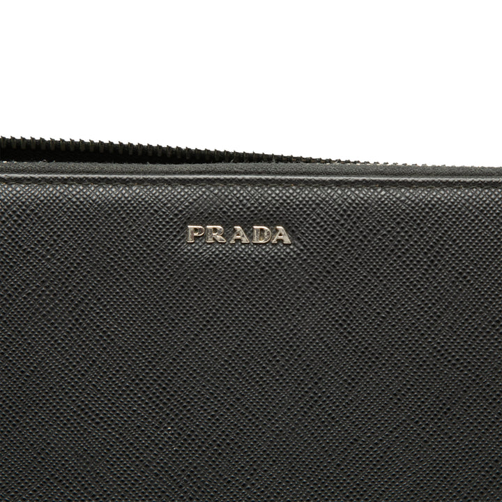 Portefeuille long zippé Saffiano Noir