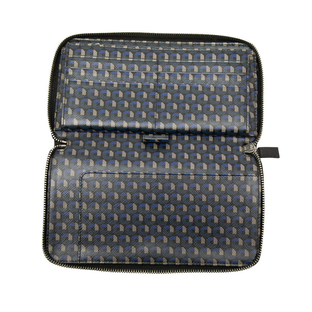 Portefeuille long zippé Saffiano Noir