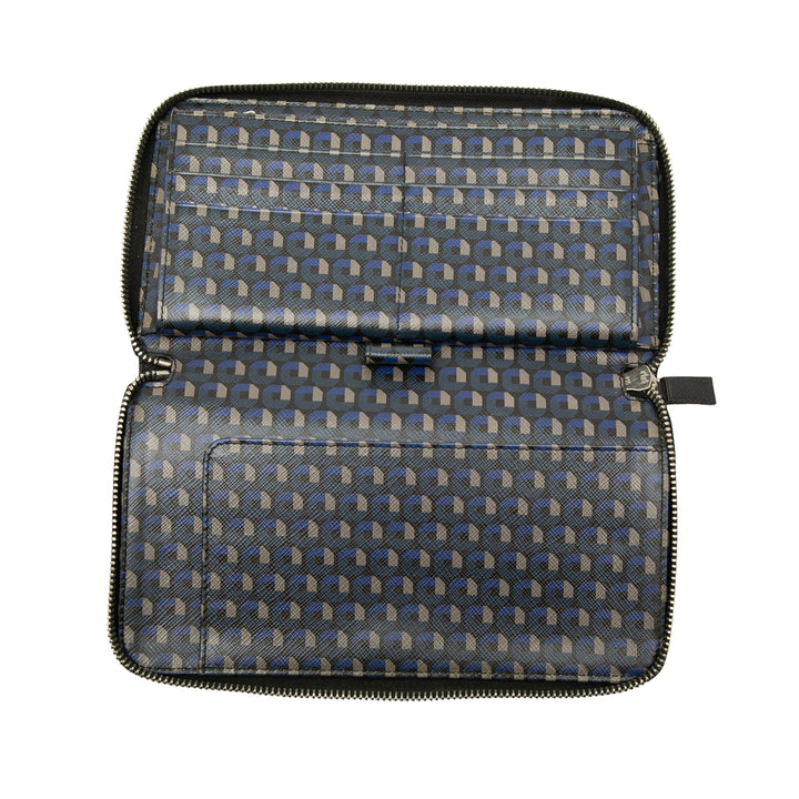 Portefeuille long zippé Saffiano Noir