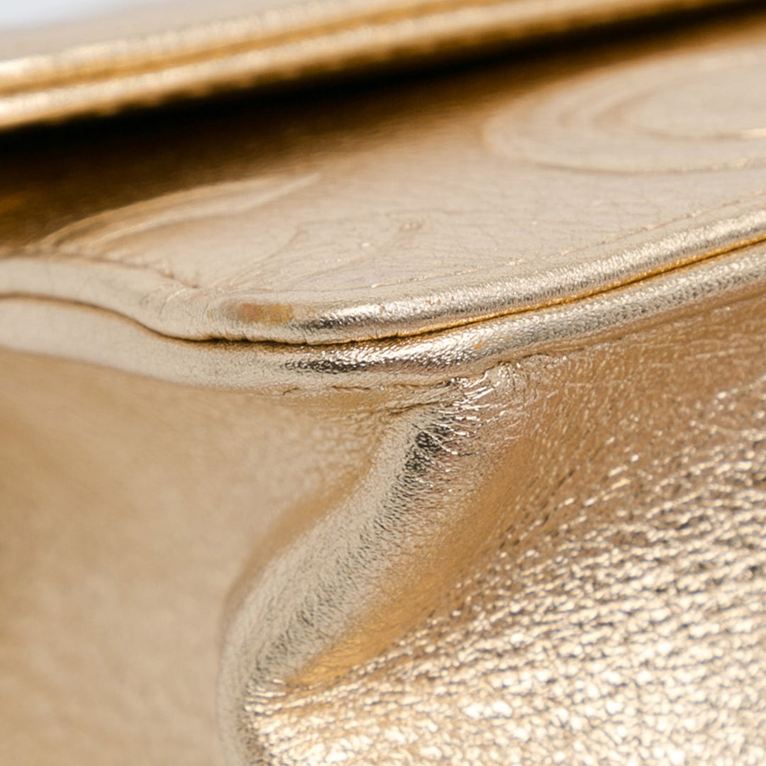 Metallic Calfskin Embossed Circle C Flap Gold - Gaby Paris