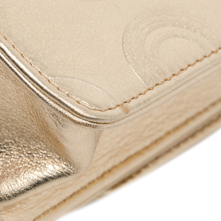 Metallic Calfskin Embossed Circle C Flap Gold - Gaby Paris