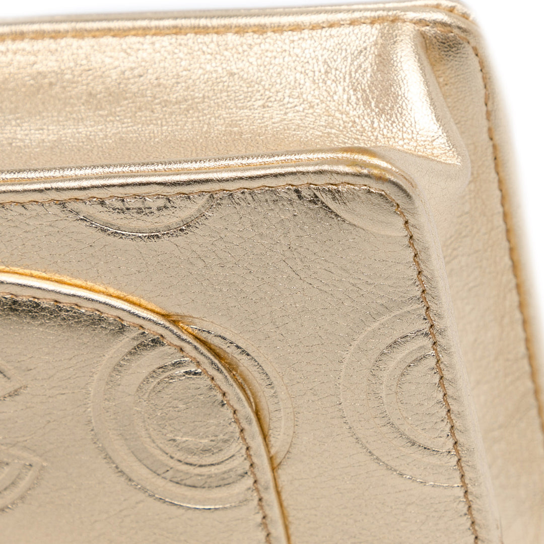 Metallic Calfskin Embossed Circle C Flap Gold - Gaby Paris