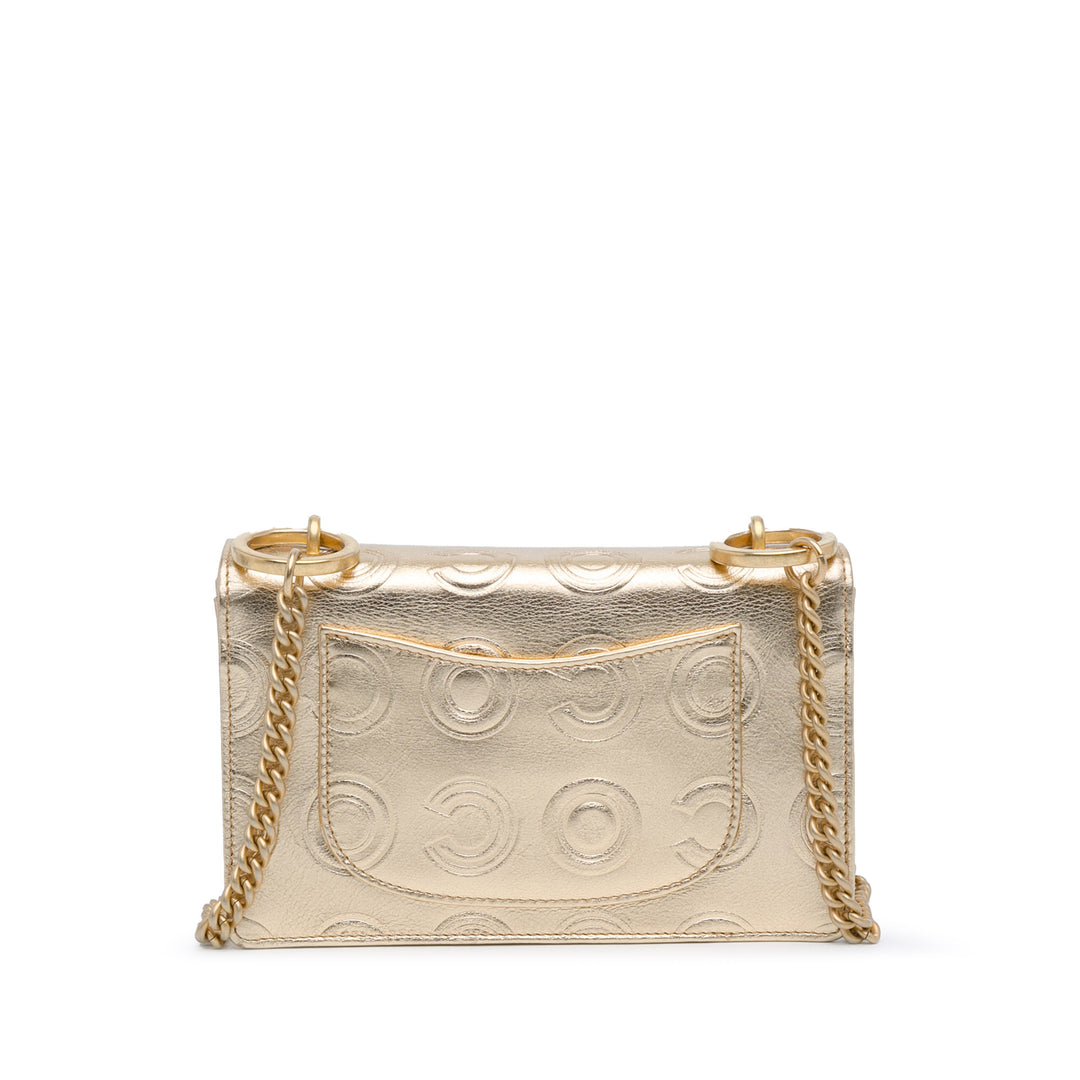 Metallic Calfskin Embossed Circle C Flap Gold - Gaby Paris